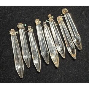 Lot of‎ 8 Vintage Cut Crystal Prism Chandelier Lustre Lamp Parts Spear 3 1/4 IN